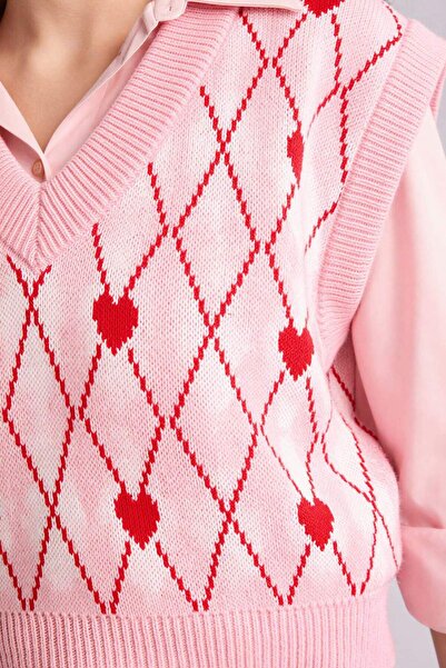 DeFacto Heart Patterned Sweater G5374Ax26Sp