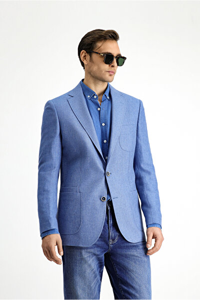 Kiğılı 6 Drop Regular Fit Standard Cut Linen Blend Patterned Sports Jacket