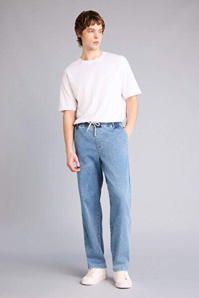 DeFacto Soft Textured Wide Leg Jean Trousers G9104Ax26Sp