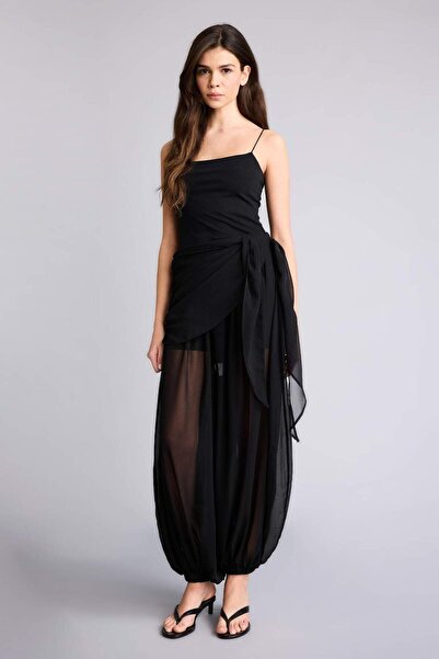 DeFacto Pantaloni din șifon cu talie normală și croială standard, model Ballo...