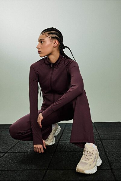 DeFacto Cardigan pentru femei, maro sport, ajustat, guler ridicat B3985AX/BN277