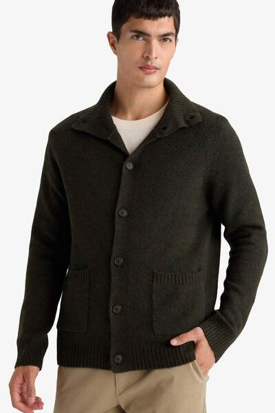 DeFacto Standard Fit Turtleneck Knitwear Cardigan F5110Ax25Cw