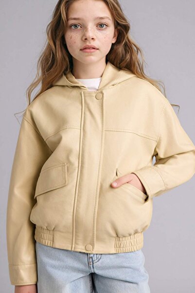 DeFacto Παλτό από συνθετικό δέρμα με κουκούλα για κορίτσια F9111A826SP