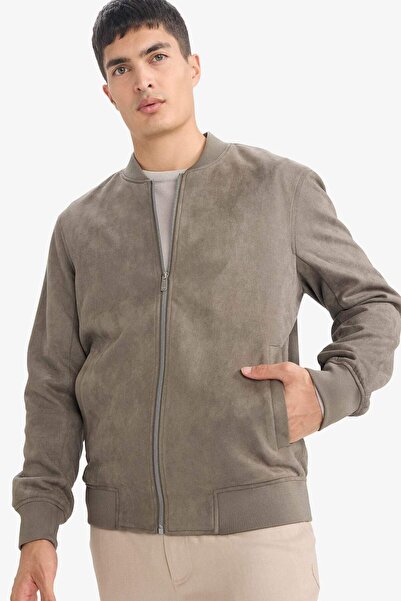 DeFacto Slim Fit College Collar Bomber Suede Coat A3866Ax26Sp