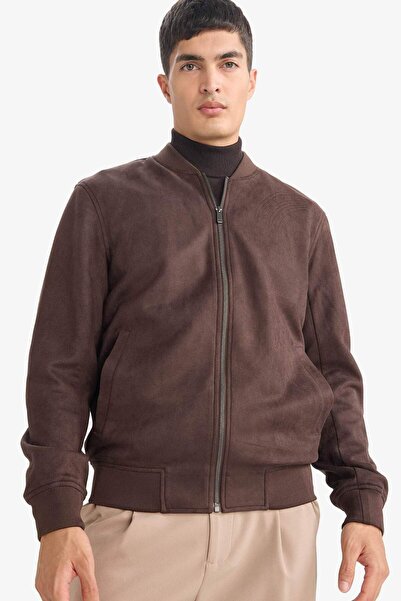 DeFacto Slim Fit College Collar Bomber Suede Coat A3866Ax26Sp