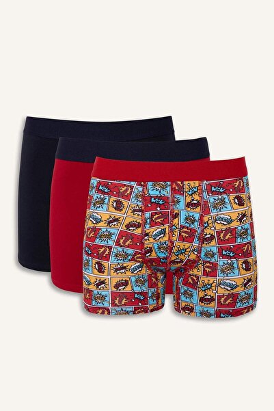 DeFacto Μπόξερ με σχέδιο Regular Fit 3 τεμαχίων G3841AX25WN