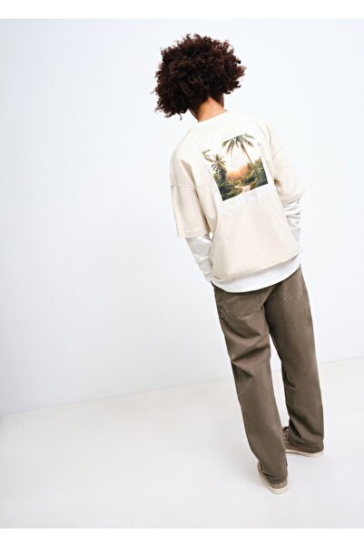 MANGO Kids Düz kesimli pamuklu jean pantolon