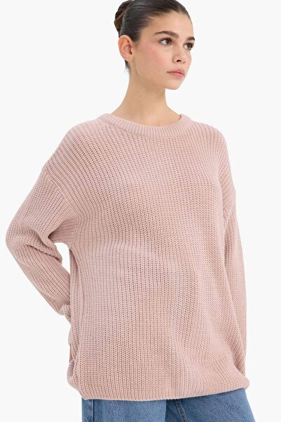 DeFacto Regular Fit Bisiklet Yaka Selanik Kumaş Basic Düz Triko Kazak H6905AZ...