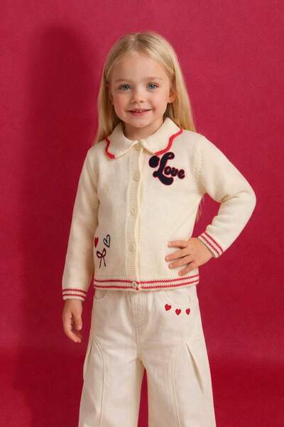 DeFacto Embroidered Large Collar Cardigan Baby Girl G7442A526Sp