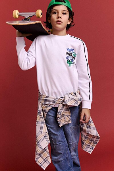 DeFacto Μπλουζάκι με μακρύ μανίκι με στάμπα, φαρδιά γραμμή, για αγόρια G6204A...