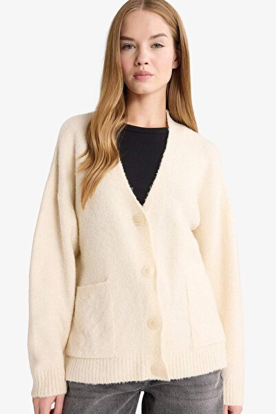 DeFacto Oversized V-Neck Cardigan E8271Ax25Wn