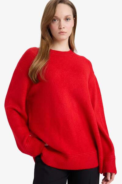 DeFacto Loose Fit Bisiklet Yaka Triko Kazak Tunik G7239AX25CW