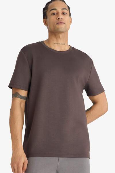 DeFacto Standard Fit Crew Neck Modal Printed Athlete Short Sleeve T-Shirt F83...