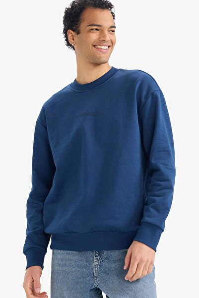 DeFacto Boxy Fit Crew Neck Soft Fleece Printed Sweatshirt X8282Az25Au