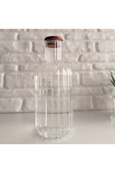 yeninesilevim Akasya Kapaklı Cam Su Ve Meşrubat Şişesi Başucu Sürahisi 1400 m...