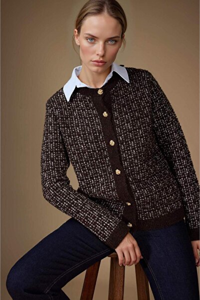 DeFacto Regular Fit Crew Neck Buttoned Knitwear Cardigan D7671Ax25Wn