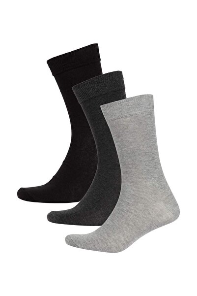 DeFacto Men's Cotton 3-Piece Long Socks T9595Azns