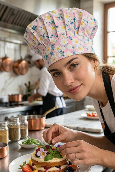 sevilya Adjustable Chef's Beret Adjustable Chef's Hat Chef Hat Patterned Chef...