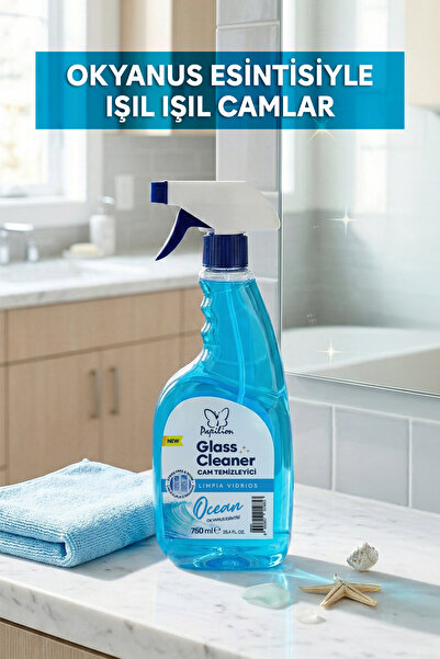 Papilion Okyanus Esintili Cam Temizleyici Sprey 750 ML İz Bırakmayan Cam Sil ...