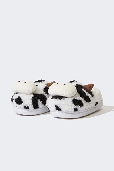 DeFacto Cow Themed Flat Sole House Slippers for Girls F1930A825Wn