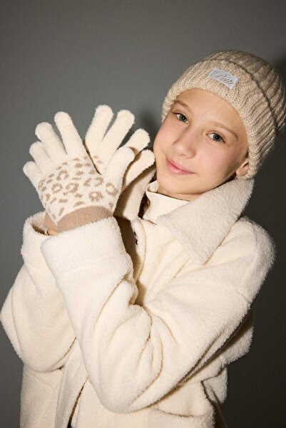 DeFacto Дівчачі трикотажні рукавички з леопардовим візерунком F5144A825WN