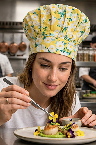 sevilya Adjustable Chef's Beret Adjustable Chef's Hat Chef Hat Patterned Chef...