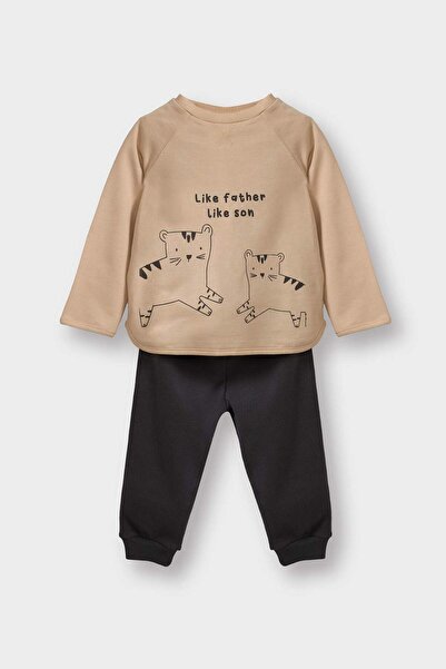 DeFacto 2Li Takım Kaplan Printed Sweatshirt Sweatpants Baby Boy F4652A525Au