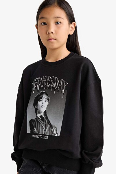 DeFacto Wednesday Oversize Wide Fit mikina s výstřihem pro dívky G0440A825AU