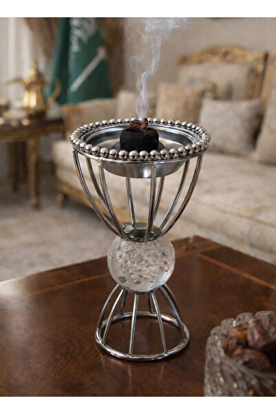 ALQANNAS Luxury Stainless Steel Incense Burner with Decorative Acrylic Ball