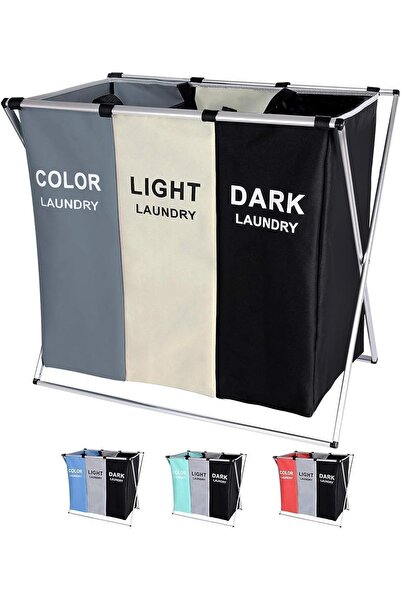 Generic Foldable Laundry Basket for Clothes 3 Setions Storage Basket for Dirt...