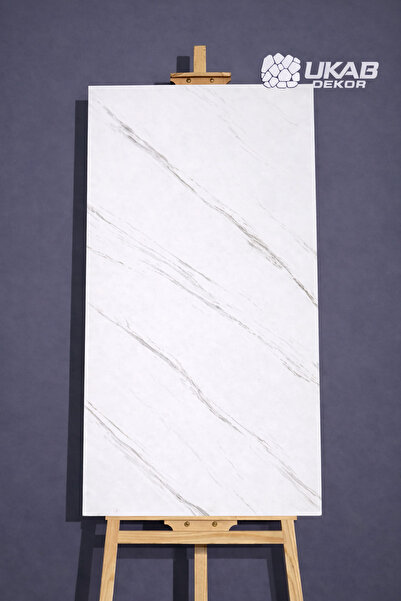 Genel Markalar Kendinden Yapışkanlı Beyaz Mermer Desen Pvc Panel 30x60cm Bany...