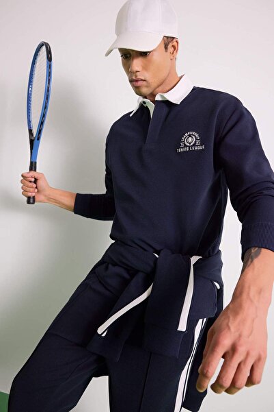 DeFacto Boxy Fit Cămașă Guler Sportiv Sweatshirt F4396AX25AU