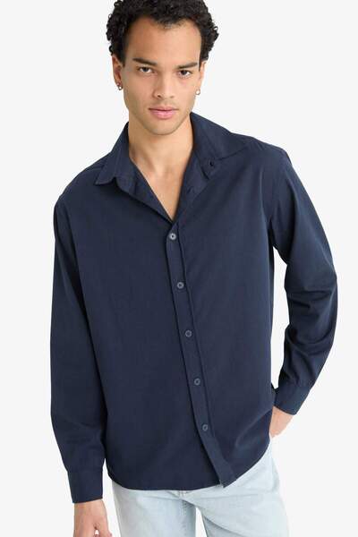 DeFacto Košulja dugih rukava sa polo ovratnikom, regularnog kroja, tkanina F6...