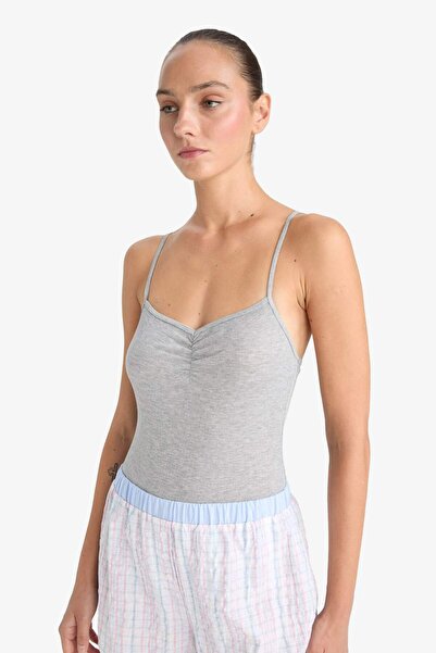 DeFacto Ribana Body mit dünnen Trägern und Druckknöpfen F3532AX25AU