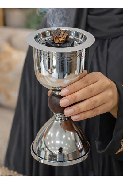 ALQANNAS Luxury Stainless Steel Incense Burner with Wooden Decor