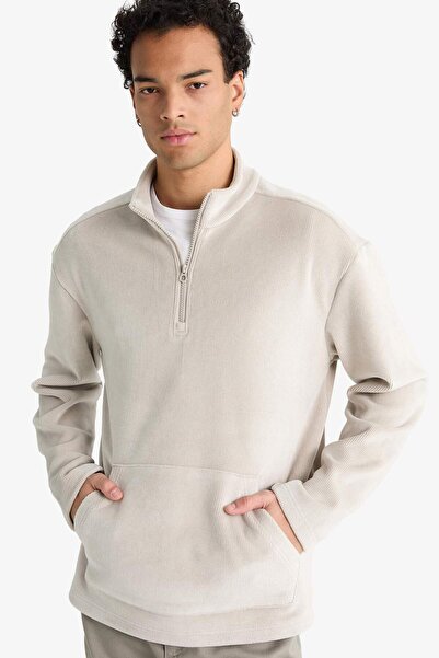 DeFacto Sweatshirt din catifea cu jumătate de fermoar guler ridicat tricou F2...