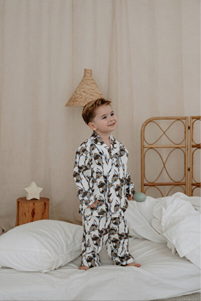 Oh La La Koala For Little Ones Panda Desenli Yaka Detaylı Çocuk Pijama Takım