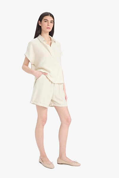 DeFacto High Waist Crinkle Fabric Shorts E7831Ax25Sm