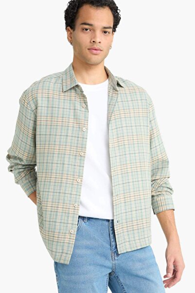 DeFacto Boxy Fit Checkered Long Sleeve Shirt G3717Ax25Au