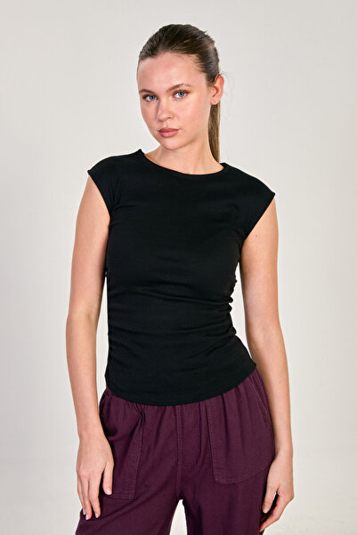 BARRELS AND OIL Women's Side Gathered Bodysuit - Black