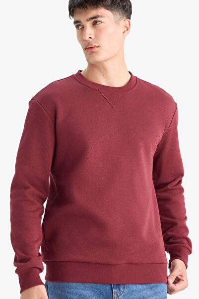 DeFacto Regular Fit Bisiklet Yaka Basic Düz Kalın Sweatshirt T3777AZ25AU
