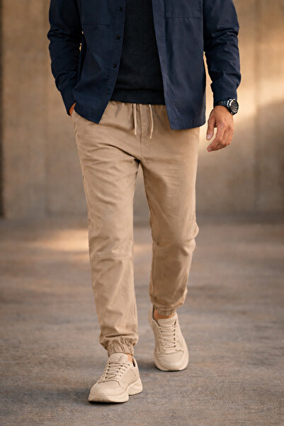 Souris بنطلون رجالي من نوع جوجر مصنوع من قماش المينك، قصة مريحة، قطن مع أرجل ...