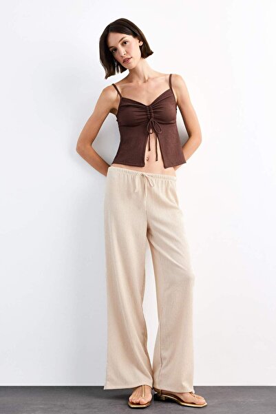 DeFacto Relax Fit Regular Waist Straight Leg Wrinkled Trousers G1101Ax25Sm