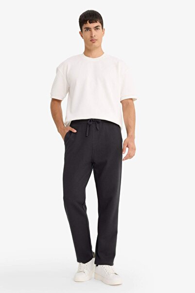 DeFacto Regular Fit Waist Lace-Up Straight Leg Waffle Sweatpants F0924Ax25Au