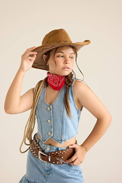 DeFacto Vestă din denim cu nasturi din bumbac pentru fete F7165A825AU