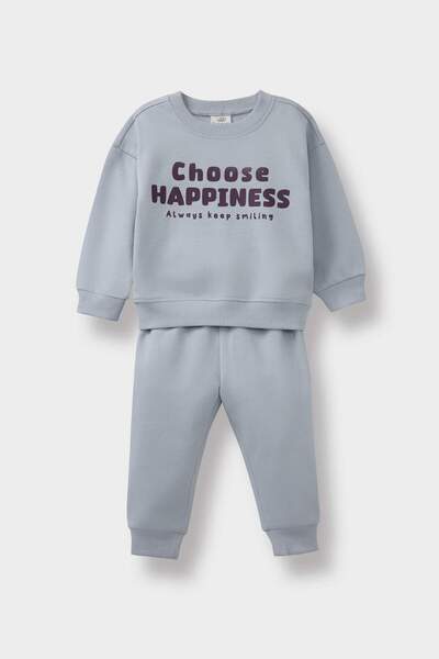DeFacto 2-Piece Set Printed Sweatshirt Sweatpants Baby Boy E8985A525Au