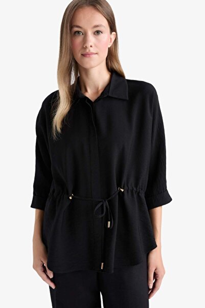 DeFacto Риза с дълъг ръкав с еластична талия F4972AX25AU