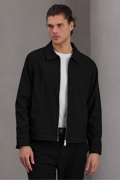 Bossago Jachetă sezonieră casual, neagră, cu guler clasic, căptușită, pentru ...