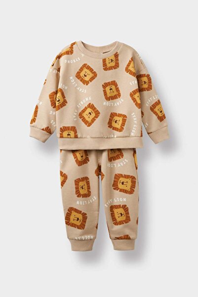 DeFacto Baby Boy 2-Piece Set Patterned Sweatshirt Sweatpants F0214A525Wn