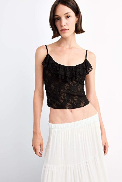 DeFacto Strappy Flounce Lace Blouse G1090Ax25Sm